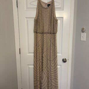 Adrianna Papell Women's Halter Art Deco Beaded Blouson Dress